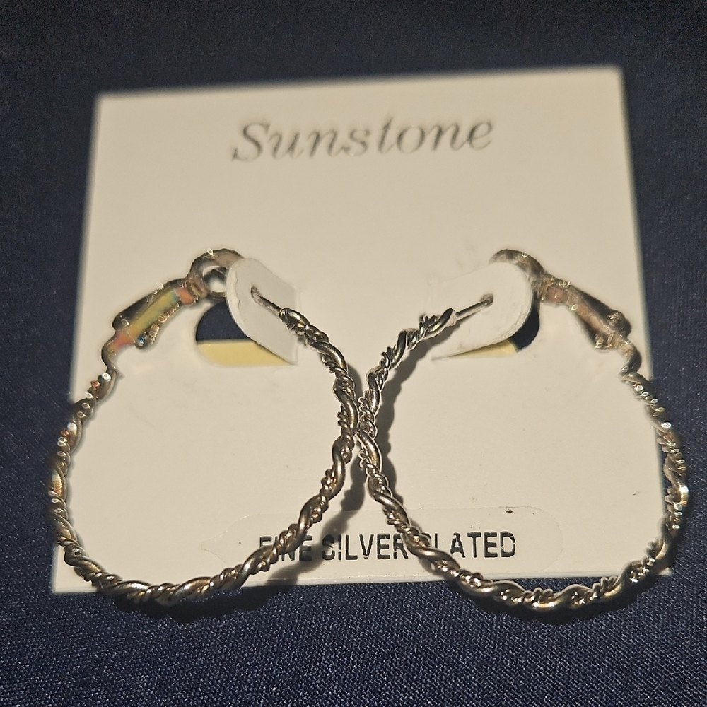 Textured Silver Hoop Earrings